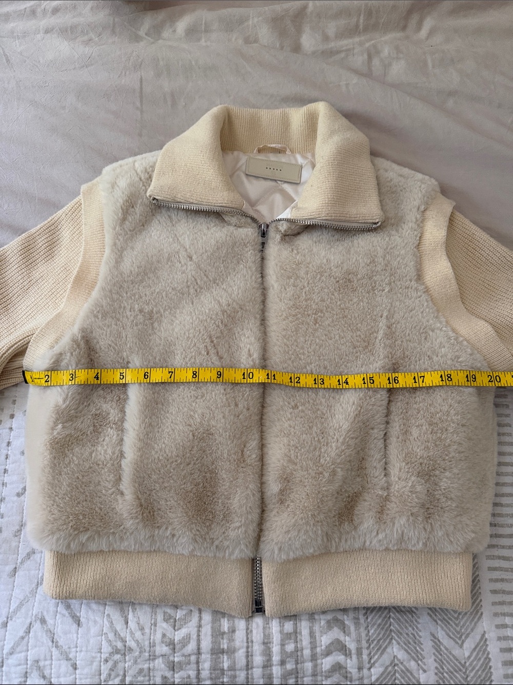 Cream Faux- Zip Front Jacket - Picture 5 of 6